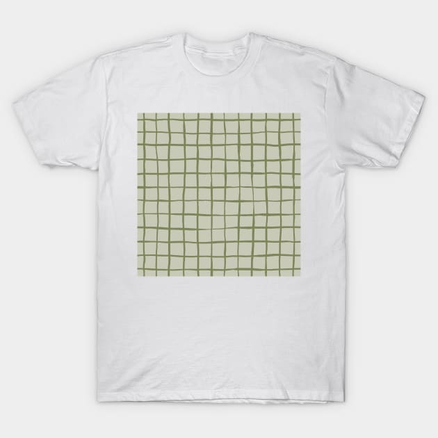 Grid check sage green T-Shirt by marufemia